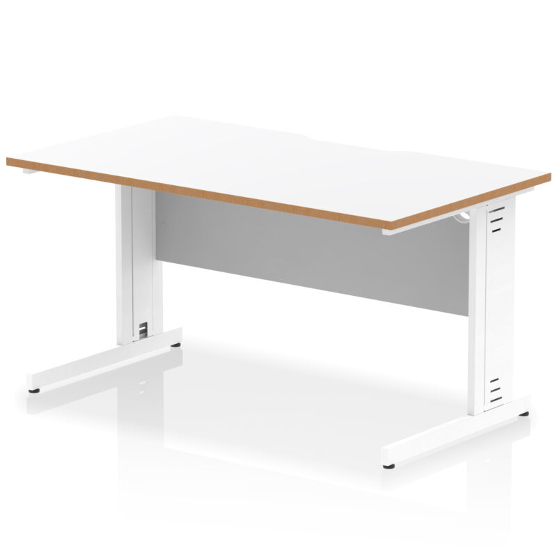 Surge Scalloped Edge 1400mm Straight Desk Cable Managed Leg