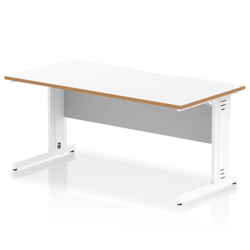 Surge Scalloped Edge 1600mm Straight Desk Cable Managed Leg