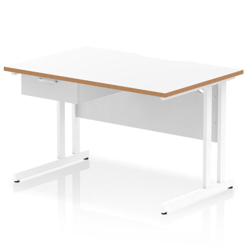Surge Scalloped Edge Cantilever Straight Desk With Single One Drawer Fixed Pedestal - Image 37