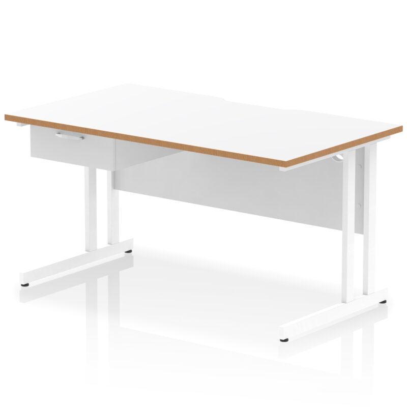 Surge Scalloped Edge Cantilever Straight Desk With Single One Drawer Fixed Pedestal - Image 38