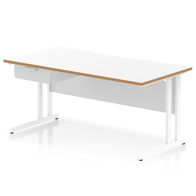 Surge Scalloped Edge Cantilever Straight Desk With Single One Drawer Fixed Pedestal - Image 39