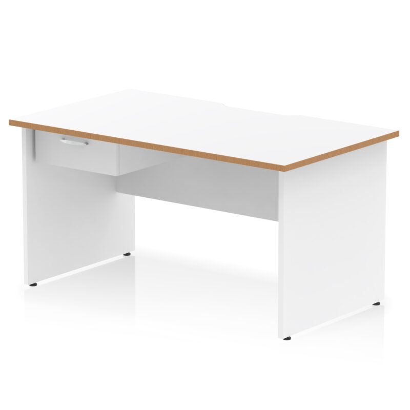 Surge Scalloped Edge Panel End Straight Desk Frame With Single One Drawer Fixed Pedestal - Image 2
