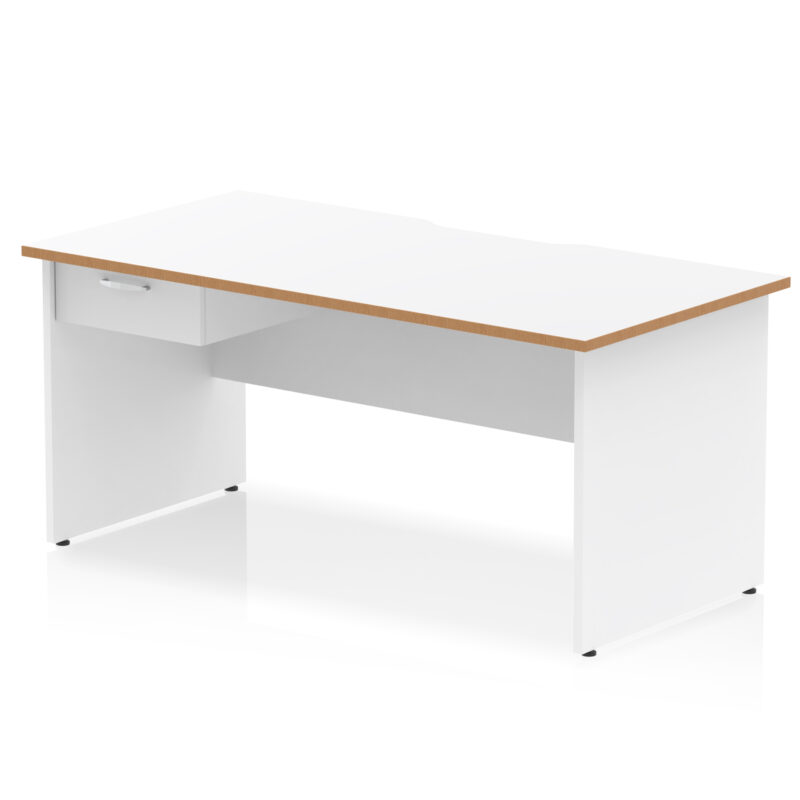 Surge Scalloped Edge Panel End Straight Desk Frame With Single One Drawer Fixed Pedestal - Image 3
