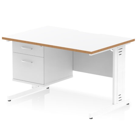 Surge Scalloped Edge 1200mm Cable Managed Straight Desk With Single Fixed Pedestal