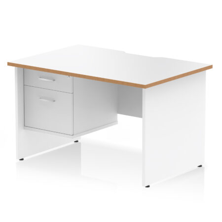 Surge Scalloped Edge 1200mm Panel End Straight Desk With Single Fixed Pedestal