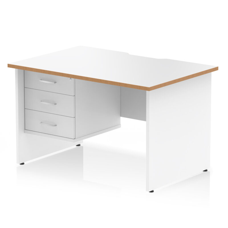Surge Scalloped Edge 1200mm Panel End Straight Desk With Single Fixed Pedestal - Image 2