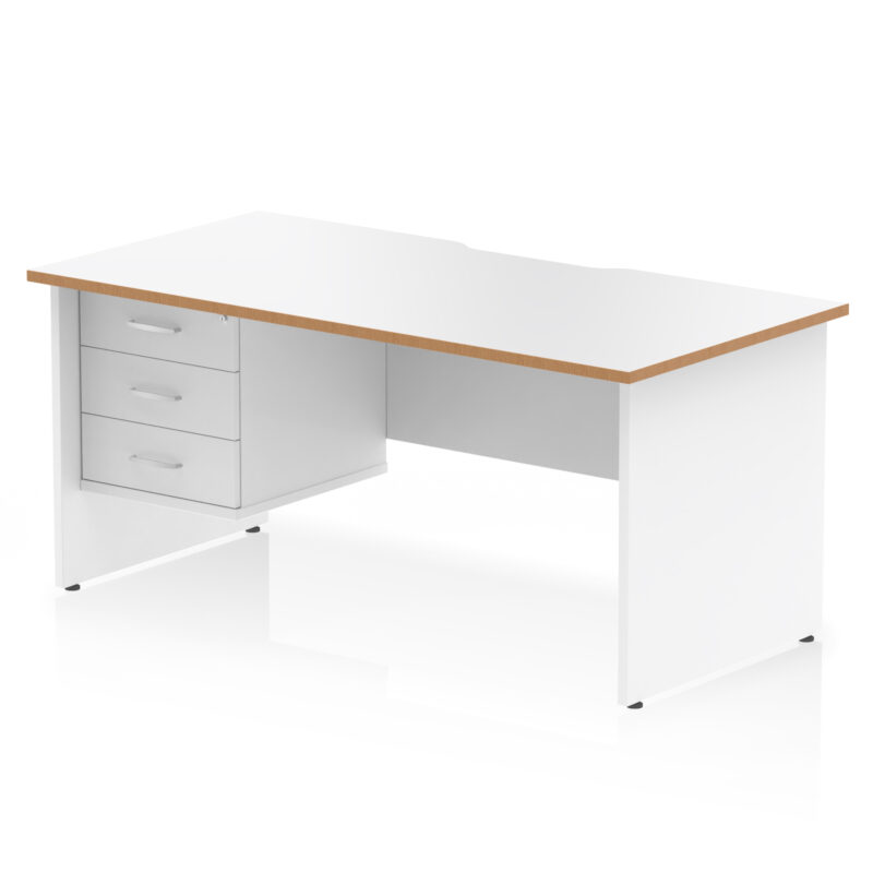 Surge Scalloped Edge 1600mm Panel End Straight Desk With Single Fixed Pedestal - Image 2