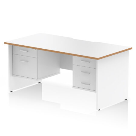 Surge Scalloped Edge 1600mm Panel End Straight Desk With Two Fixed Pedestal