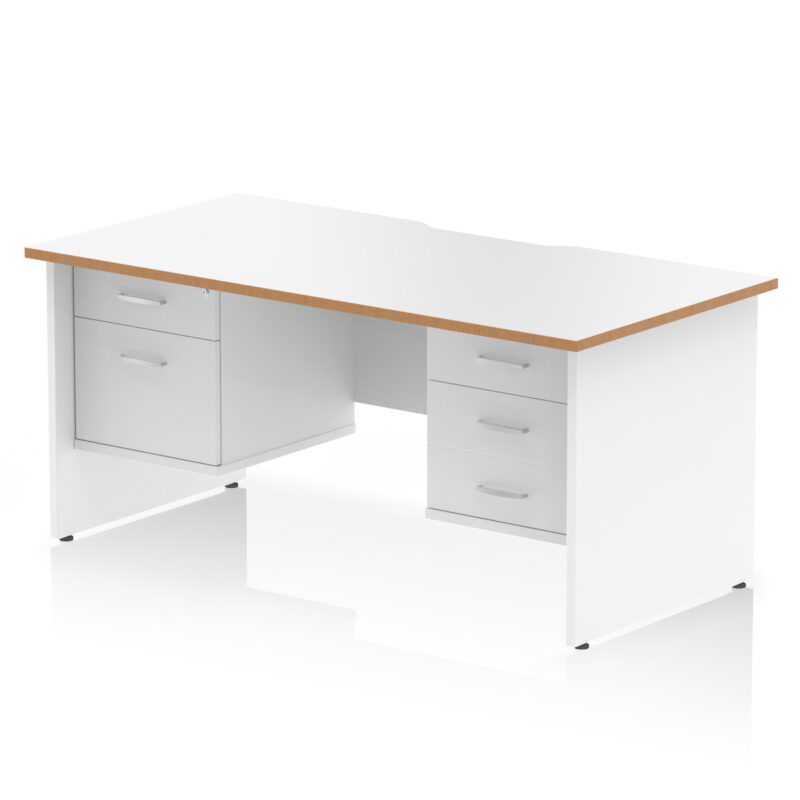 Surge Scalloped Edge 1600mm Panel End Straight Desk With Two Fixed Pedestal