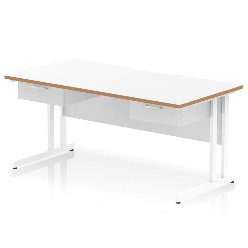 Surge Scalloped Edge Cantilever Straight Desk With Two One Drawer Fixed Pedestals - Image 13