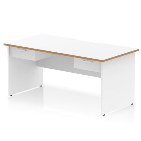 Surge Scalloped Edge Panel End Straight Desk Frame With Two One Drawer Fixed Pedestals