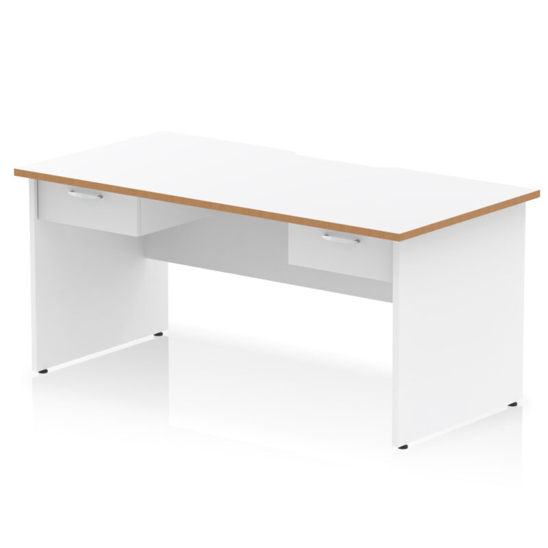 Surge Scalloped Edge Panel End Straight Desk Frame With Two One Drawer Fixed Pedestals