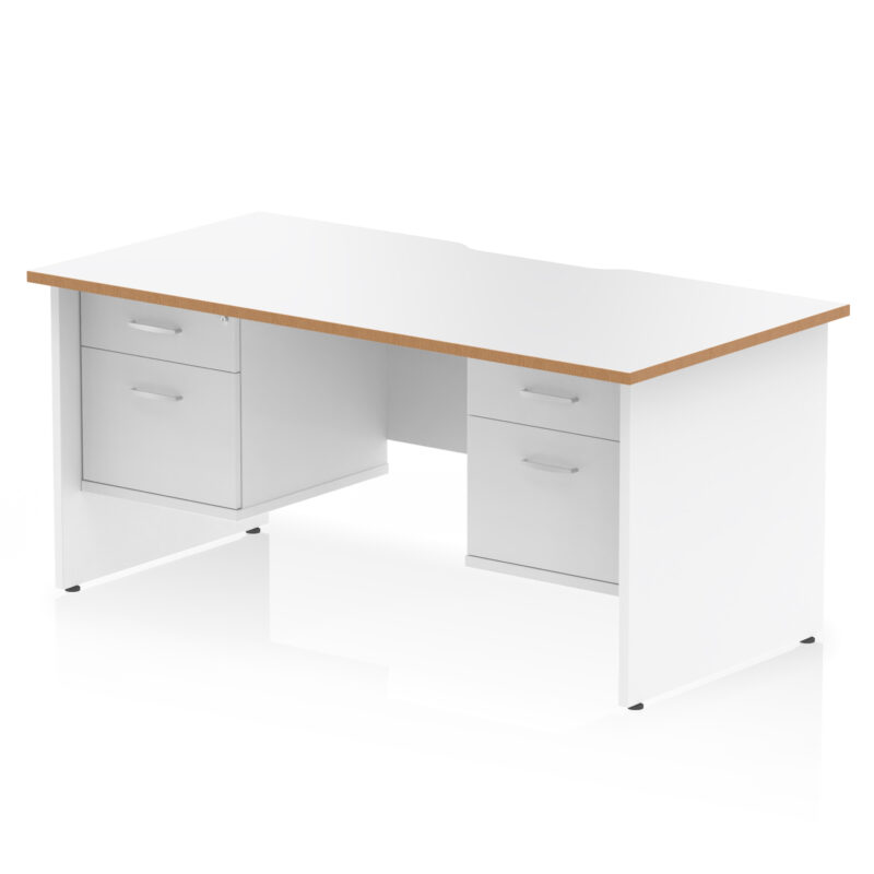 Surge Scalloped Edge 1600mm Panel End Straight Desk With Two Fixed Pedestal - Image 2