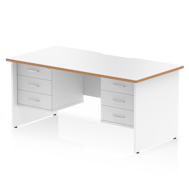 Surge Scalloped Edge 1600mm Panel End Straight Desk With Two Fixed Pedestal - Image 3