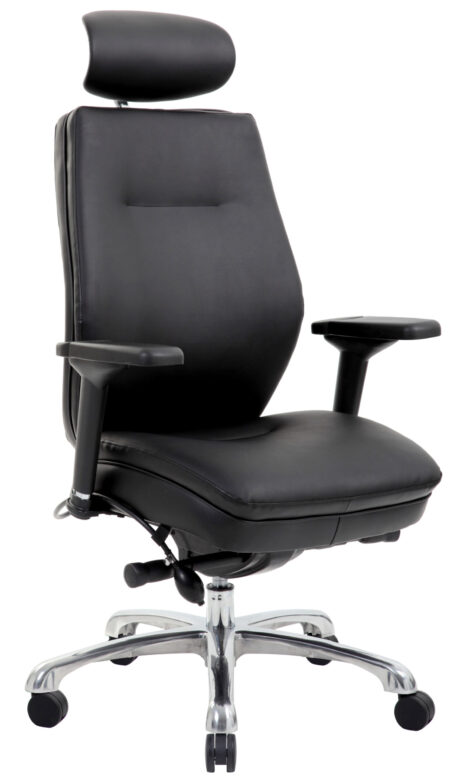Cascade High Back Black Ergonomic Posture Chair with Arms and Headrest