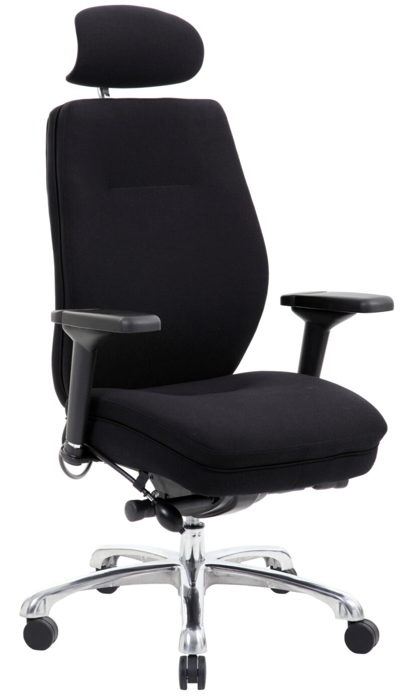 Cascade High Back Black Ergonomic Posture Chair with Arms and Headrest - Image 9