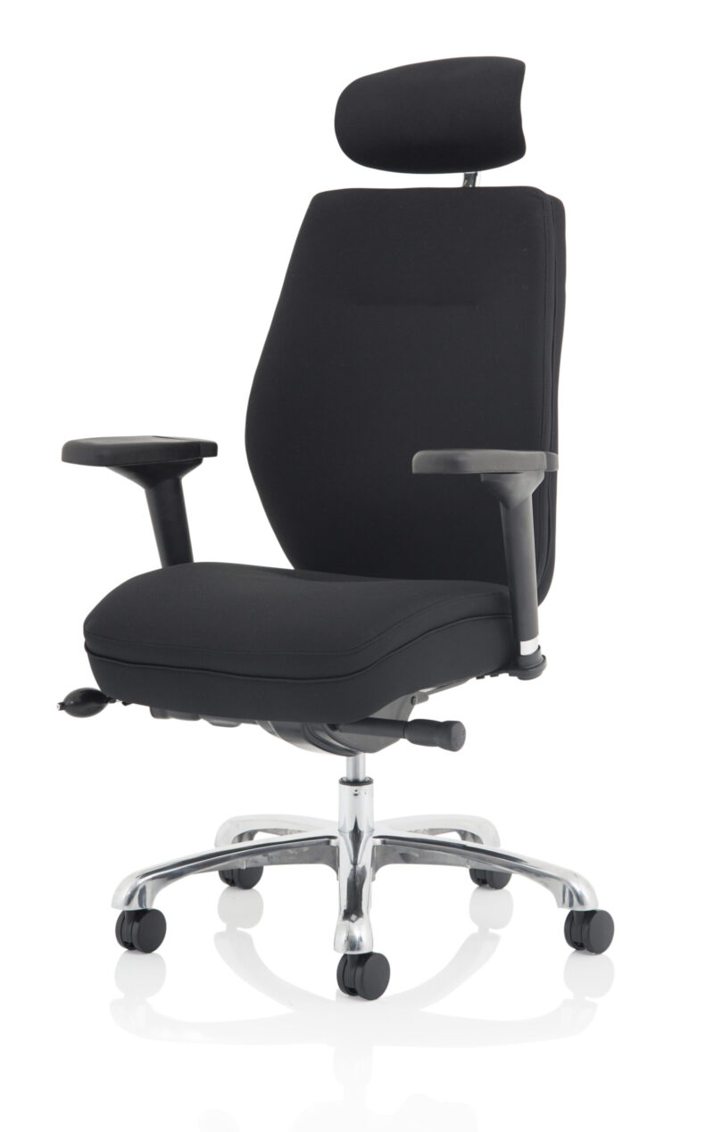 Cascade High Back Black Ergonomic Posture Chair with Arms and Headrest - Image 11