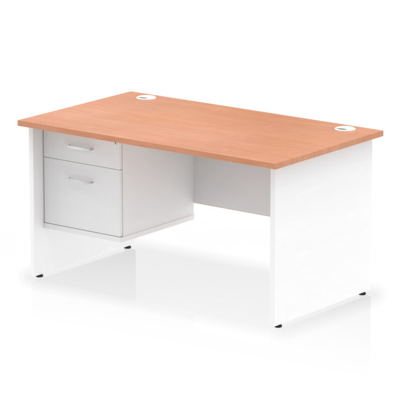 Surge 1400mm Panel End Straight Desk With Single Fixed Pedestal - Image 5