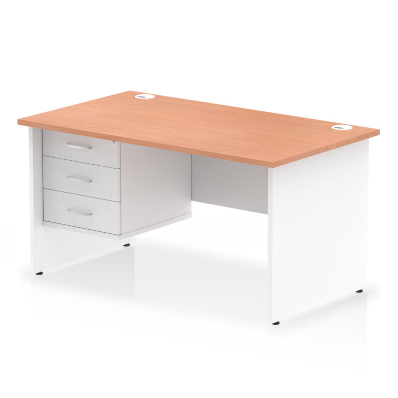 Surge 1400mm Panel End Straight Desk With Single Fixed Pedestal - Image 6