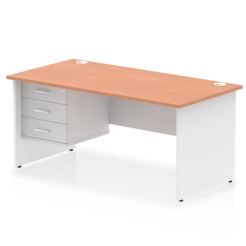 Surge 1600mm Panel End Straight Desk With Single Fixed Pedestal - Image 6