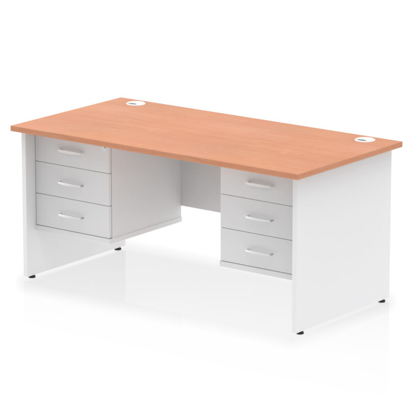 Surge 1600mm Panel End Straight Desk With Two Fixed Pedestal - Image 5