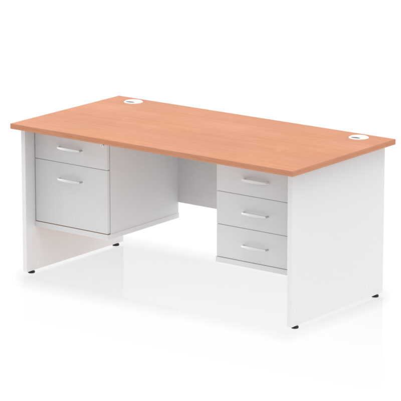 Surge 1600mm Panel End Straight Desk With Two Fixed Pedestal - Image 6