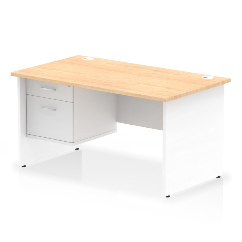 Surge 1400mm Panel End Straight Desk With Single Fixed Pedestal - Image 34