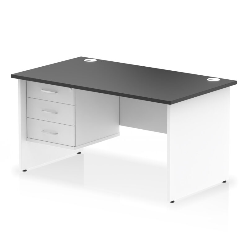 Surge 1400mm Panel End Straight Desk With Single Fixed Pedestal - Image 35