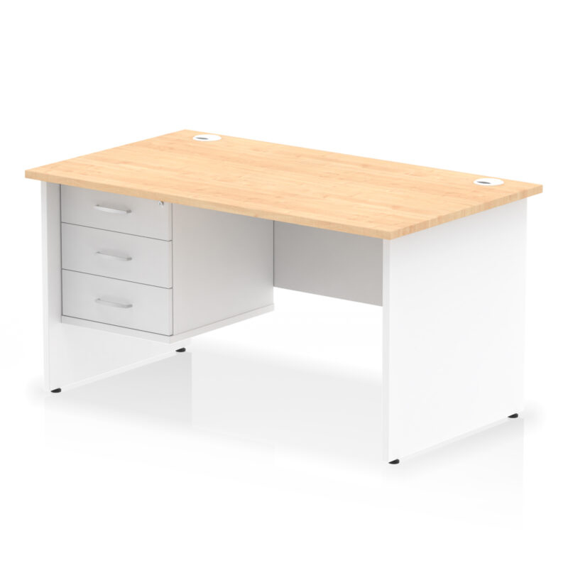 Surge 1400mm Panel End Straight Desk With Single Fixed Pedestal - Image 36