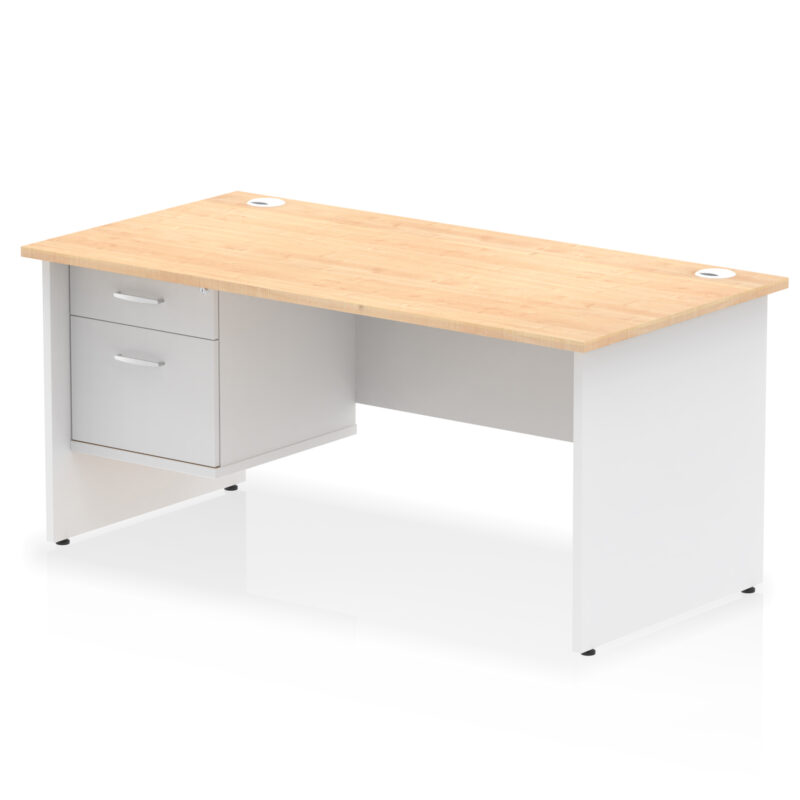Surge 1600mm Panel End Straight Desk With Single Fixed Pedestal - Image 34