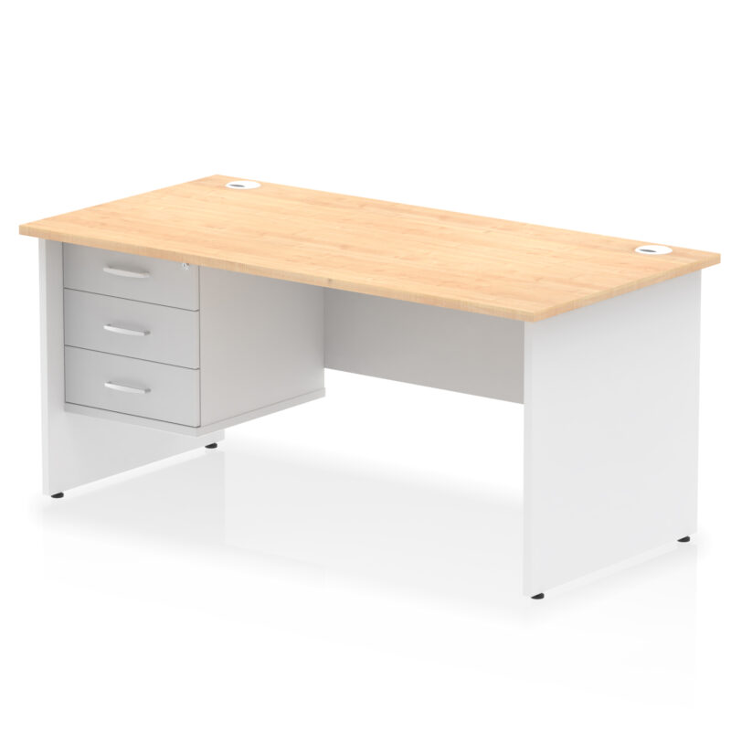 Surge 1600mm Panel End Straight Desk With Single Fixed Pedestal - Image 36