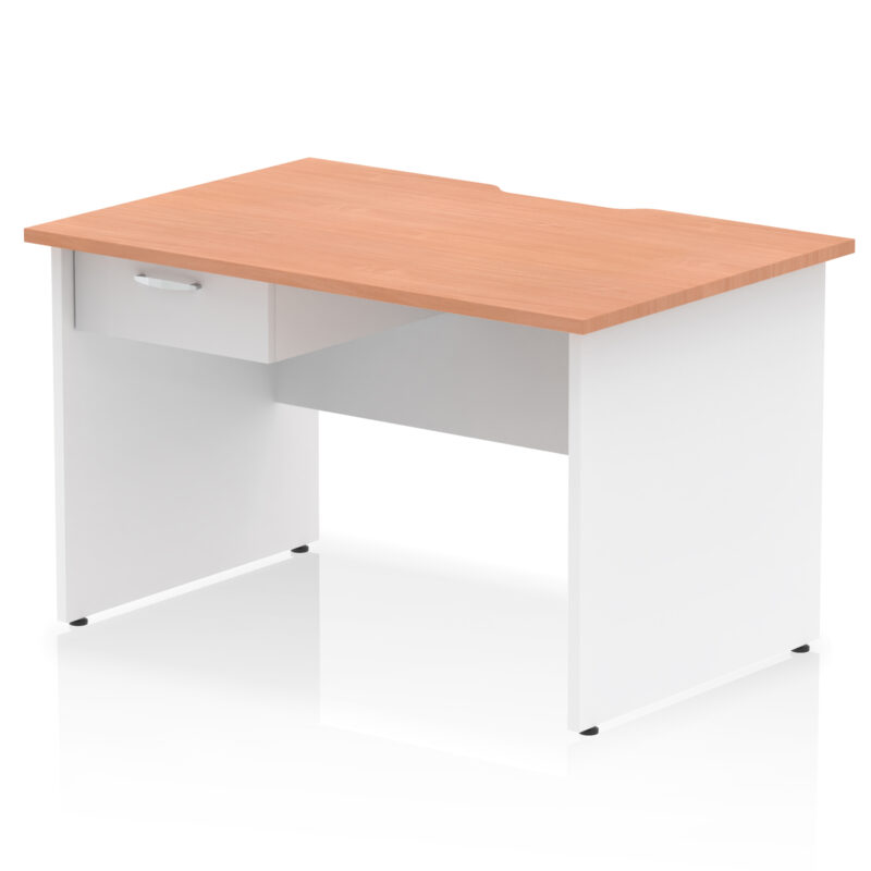 Surge Scalloped Edge Panel End Straight Desk Frame With Single One Drawer Fixed Pedestal - Image 22
