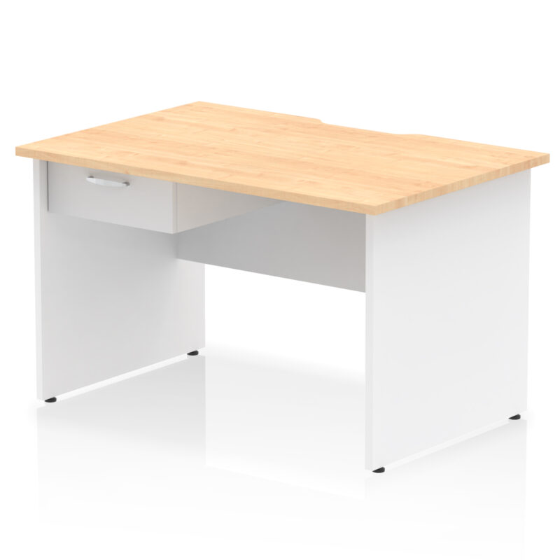 Surge Scalloped Edge Panel End Straight Desk Frame With Single One Drawer Fixed Pedestal - Image 24