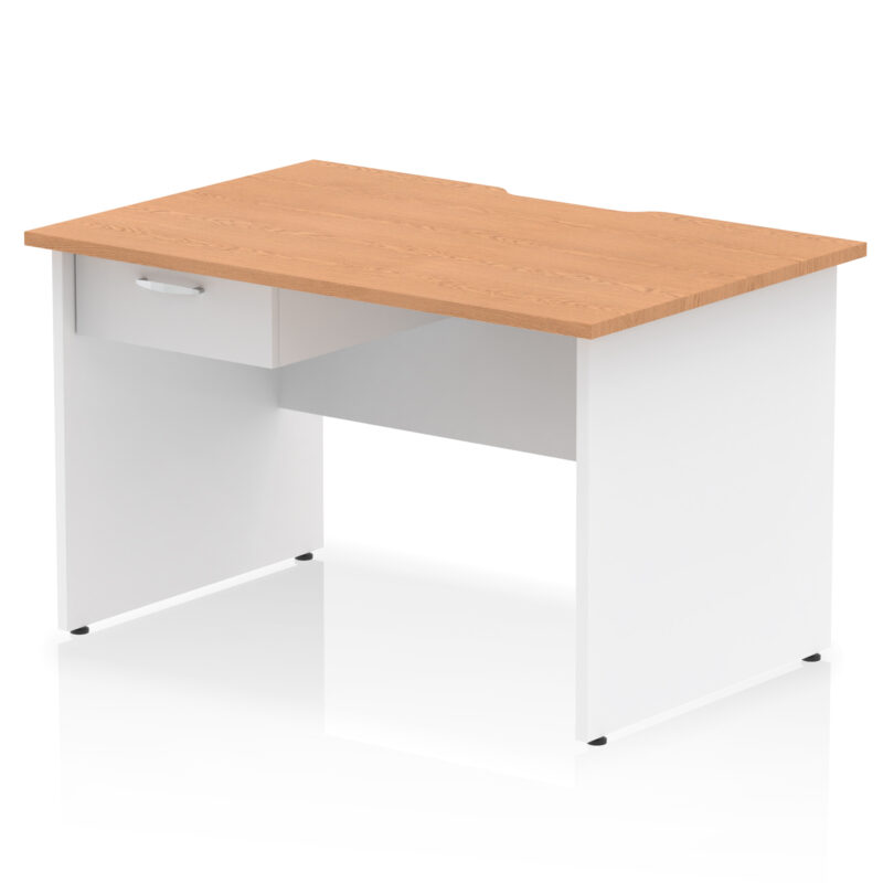 Surge Scalloped Edge Panel End Straight Desk Frame With Single One Drawer Fixed Pedestal - Image 25