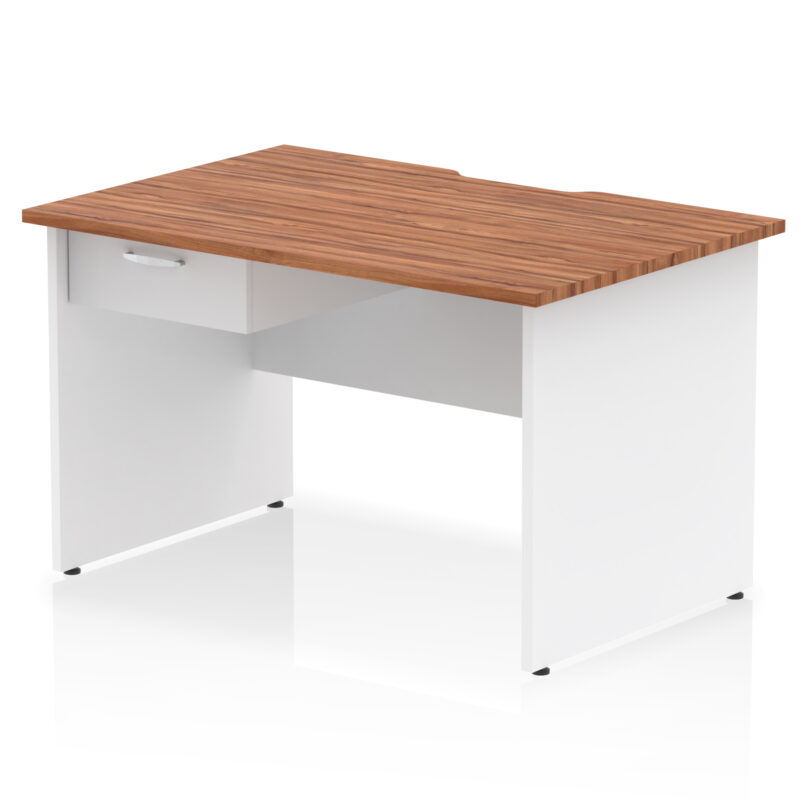 Surge Scalloped Edge Panel End Straight Desk Frame With Single One Drawer Fixed Pedestal - Image 26