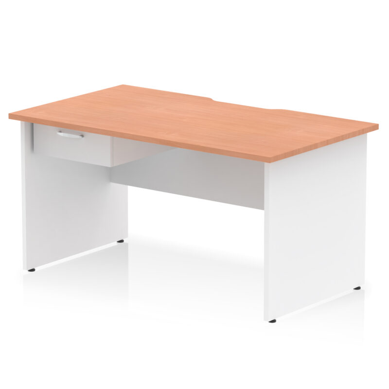 Surge Scalloped Edge Panel End Straight Desk Frame With Single One Drawer Fixed Pedestal - Image 27