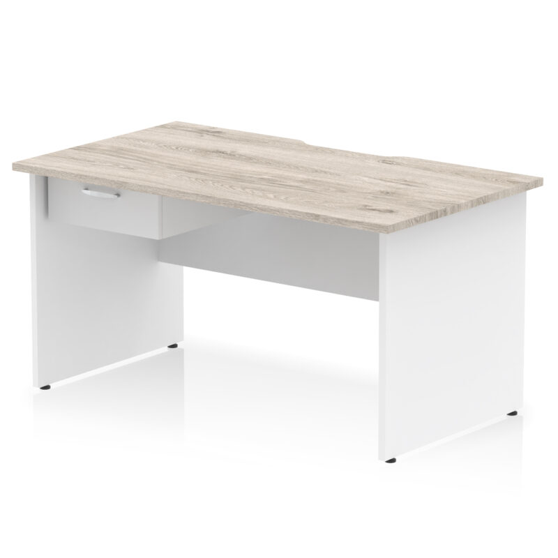 Surge Scalloped Edge Panel End Straight Desk Frame With Single One Drawer Fixed Pedestal - Image 28