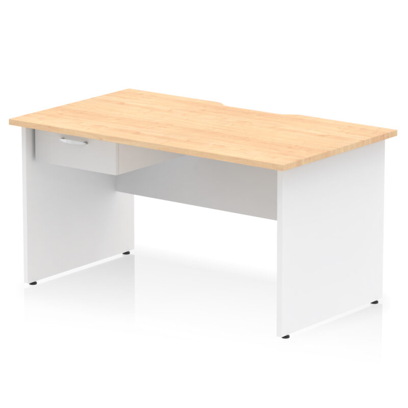 Surge Scalloped Edge Panel End Straight Desk Frame With Single One Drawer Fixed Pedestal - Image 29