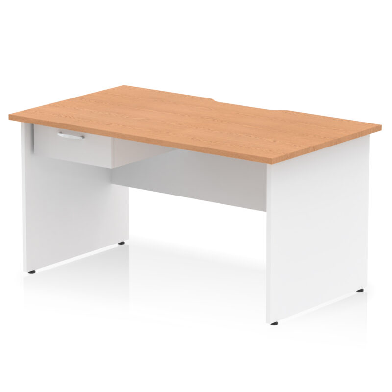 Surge Scalloped Edge Panel End Straight Desk Frame With Single One Drawer Fixed Pedestal - Image 30