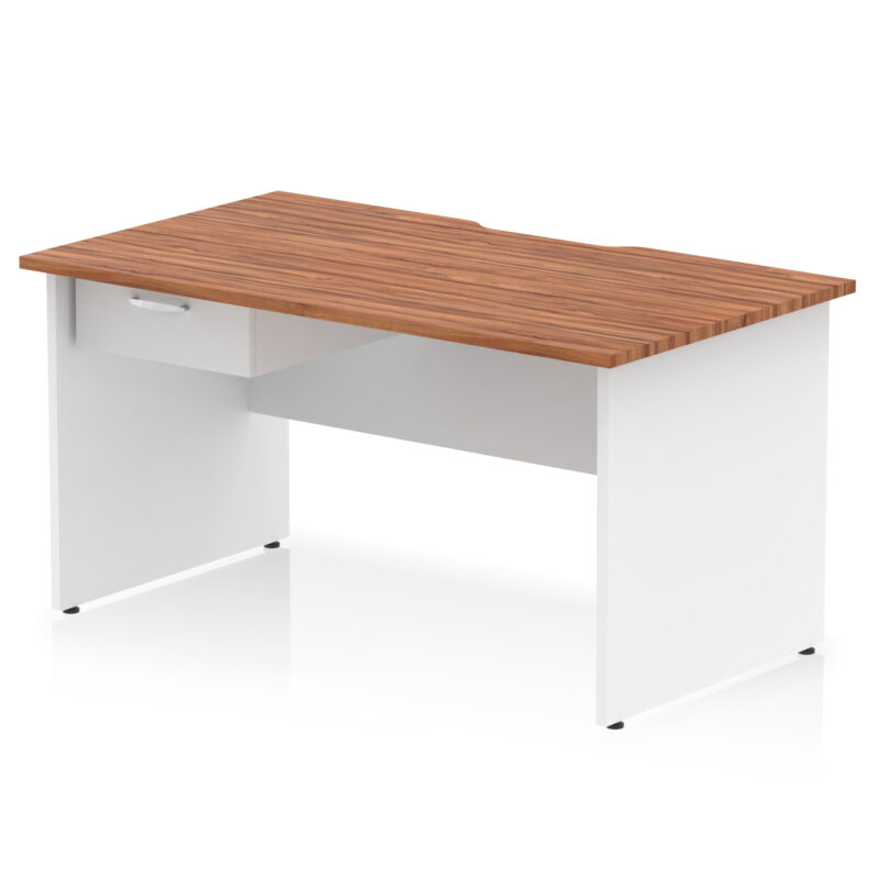 Surge Scalloped Edge Panel End Straight Desk Frame With Single One Drawer Fixed Pedestal - Image 31