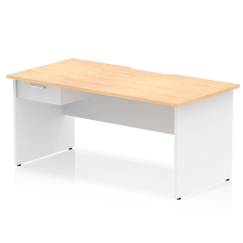 Surge Scalloped Edge Panel End Straight Desk Frame With Single One Drawer Fixed Pedestal - Image 34