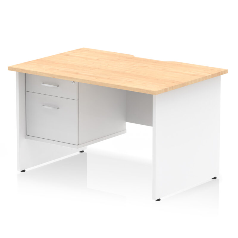 Surge Scalloped Edge 1200mm Panel End Straight Desk With Single Fixed Pedestal - Image 11