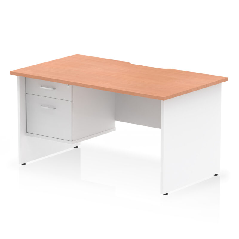 Surge Scalloped Edge 1400mm Panel End Straight Desk With Single Fixed Pedestal - Image 9