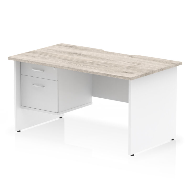Surge Scalloped Edge 1400mm Panel End Straight Desk With Single Fixed Pedestal - Image 10
