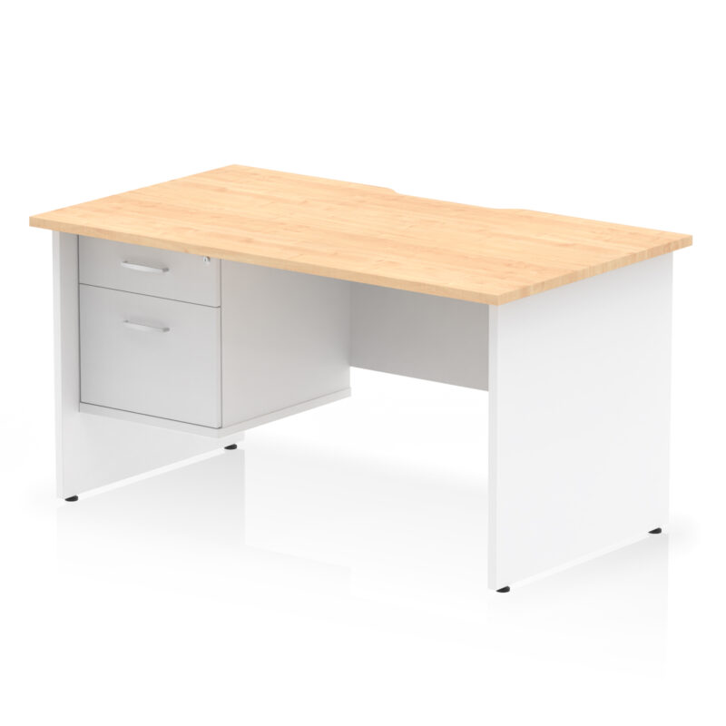 Surge Scalloped Edge 1400mm Panel End Straight Desk With Single Fixed Pedestal - Image 11
