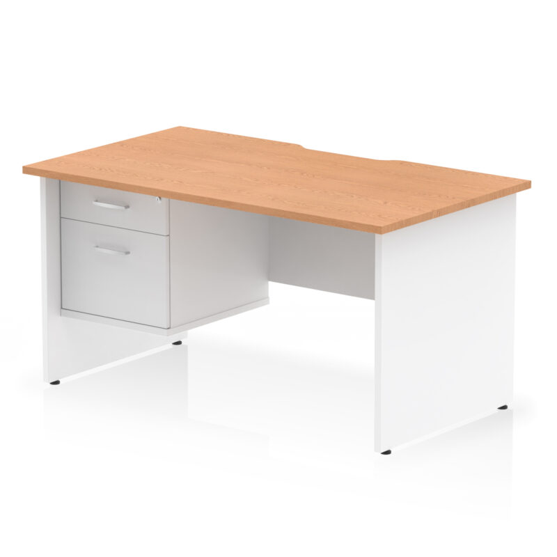 Surge Scalloped Edge 1400mm Panel End Straight Desk With Single Fixed Pedestal - Image 12