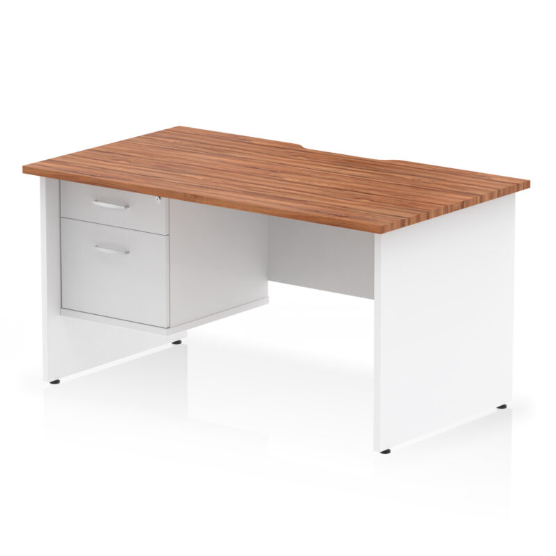 Surge Scalloped Edge 1400mm Panel End Straight Desk With Single Fixed Pedestal - Image 13