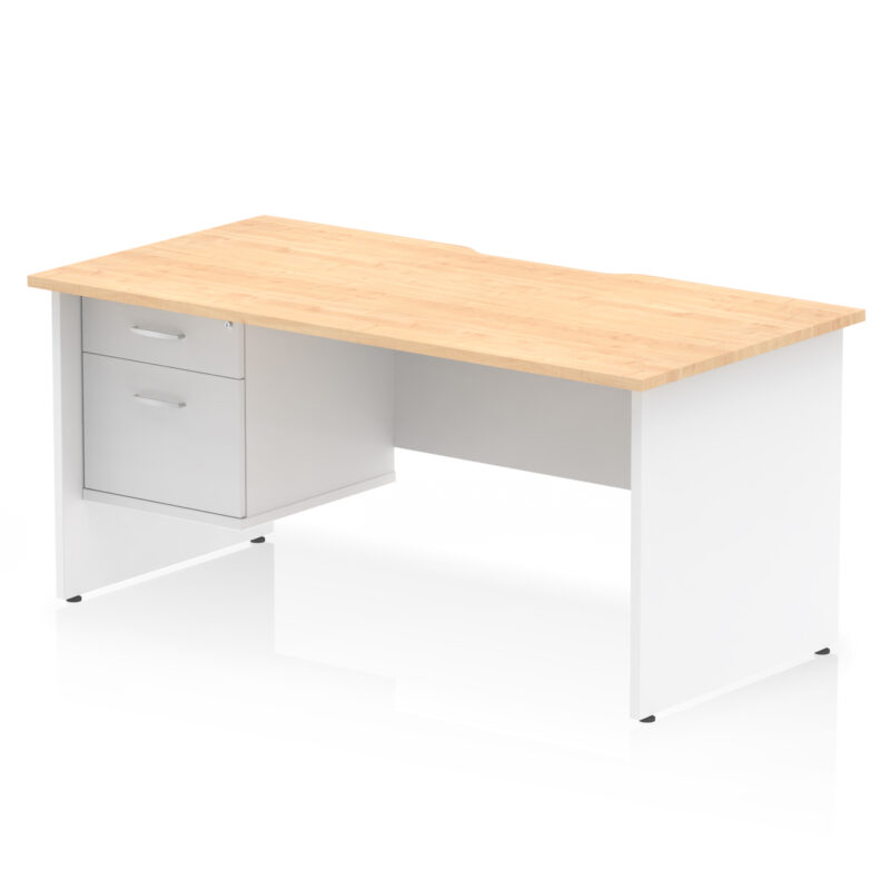 Surge Scalloped Edge 1600mm Panel End Straight Desk With Single Fixed Pedestal - Image 11