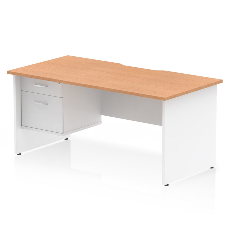 Surge Scalloped Edge 1600mm Panel End Straight Desk With Single Fixed Pedestal - Image 12