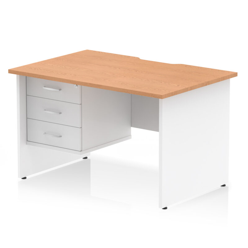 Surge Scalloped Edge 1200mm Panel End Straight Desk With Single Fixed Pedestal - Image 23